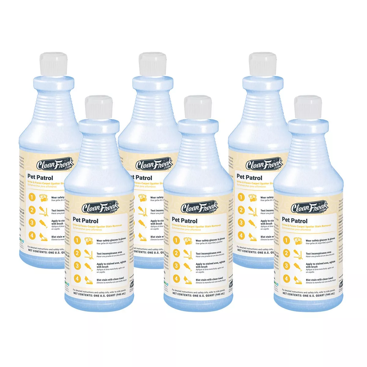 ‘Pet Patrol’ Urine & Feces Carpet Spotter Stain Remover (32 oz Flip Top Bottles) – Case of 6